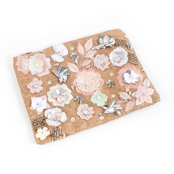 Pink Floral Embellished Make Up Bag - Picture 1 of 8